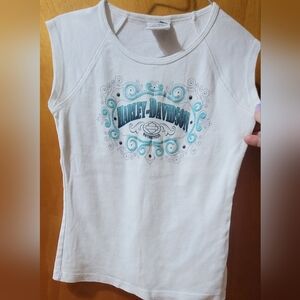 Harley-Davidson White Tee with Teal  Graphic